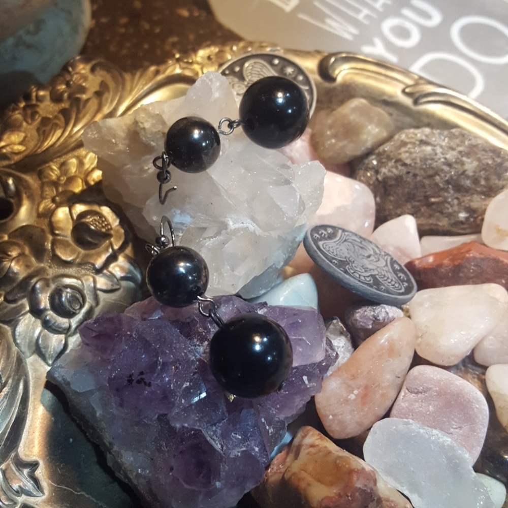 Charcoal Beaded Earrings‎ (E3)